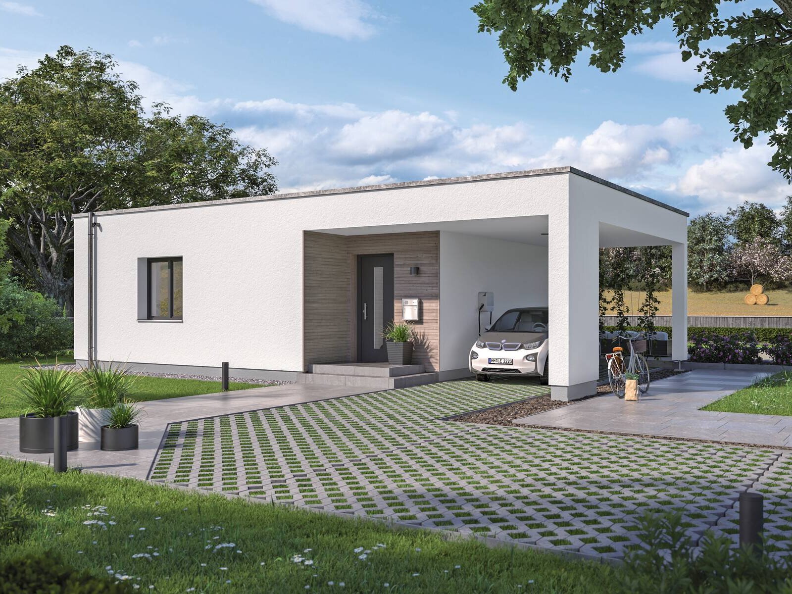 Moderner Bungalow mit Flachdach