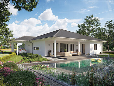 Bungalow mit Walmdach und Pool